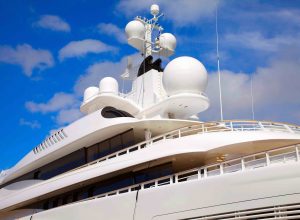 Yacht radar technology and communications equipment from luxurious yacht